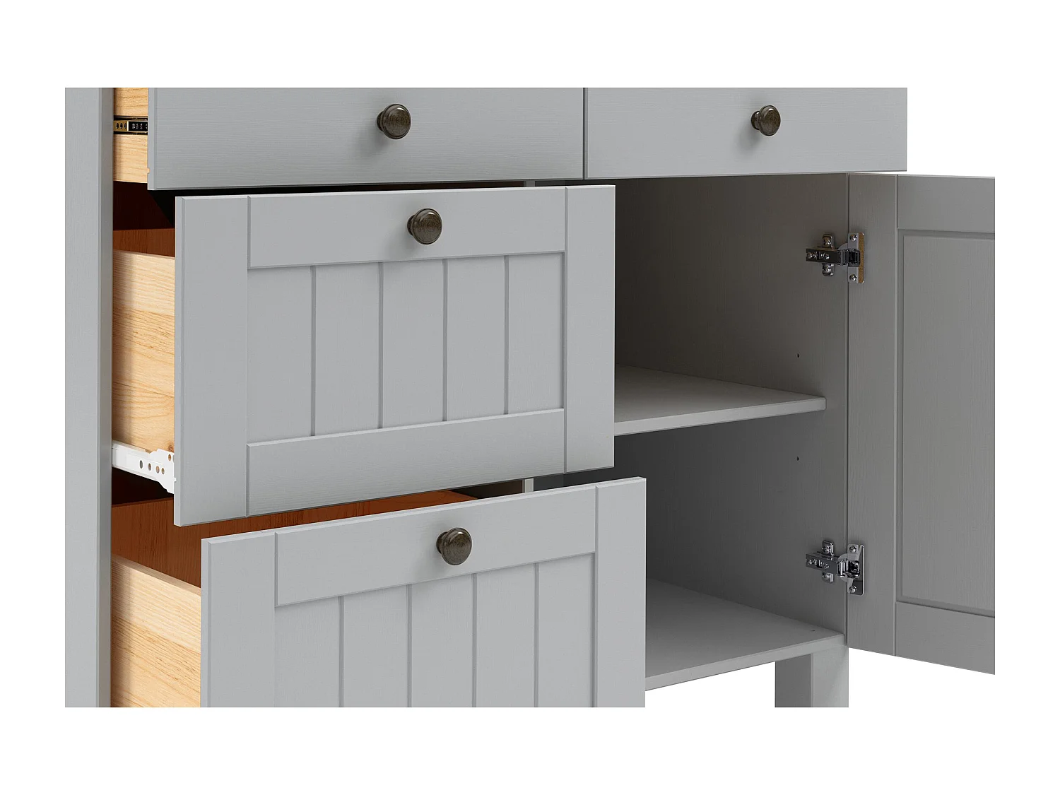 Alby II | Armoire de rangement avec 1 porte et 4 tiroirs en gris sapin