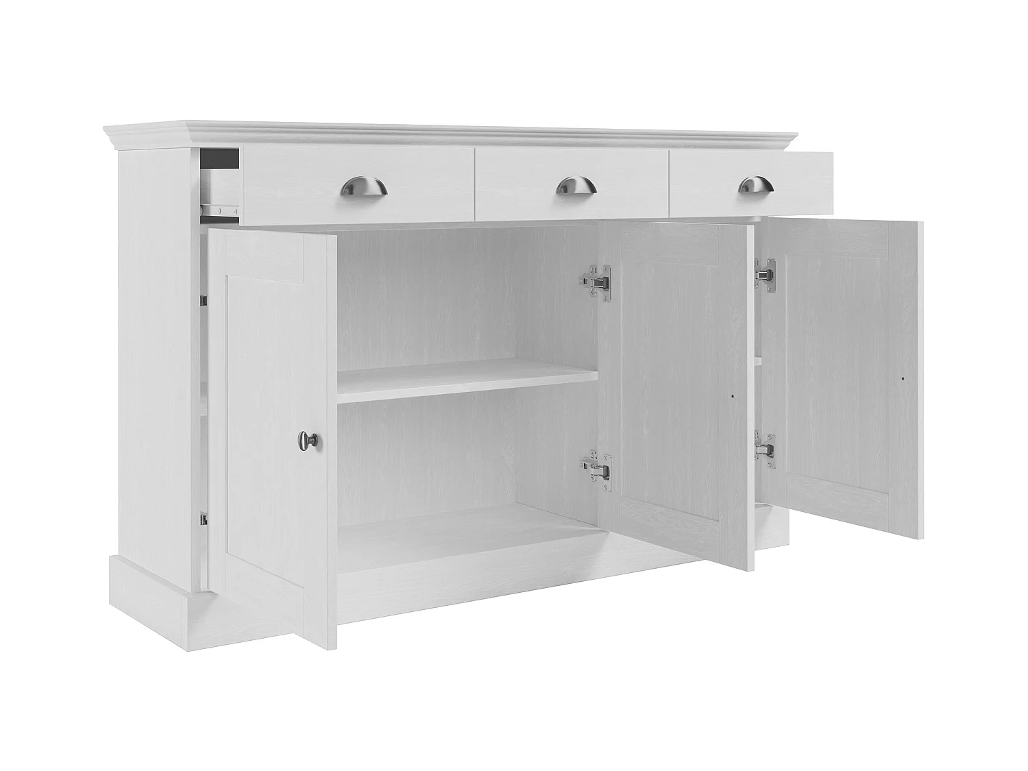 Motala | Dressoir met 3 deuren, 3 lades in houtlook wit