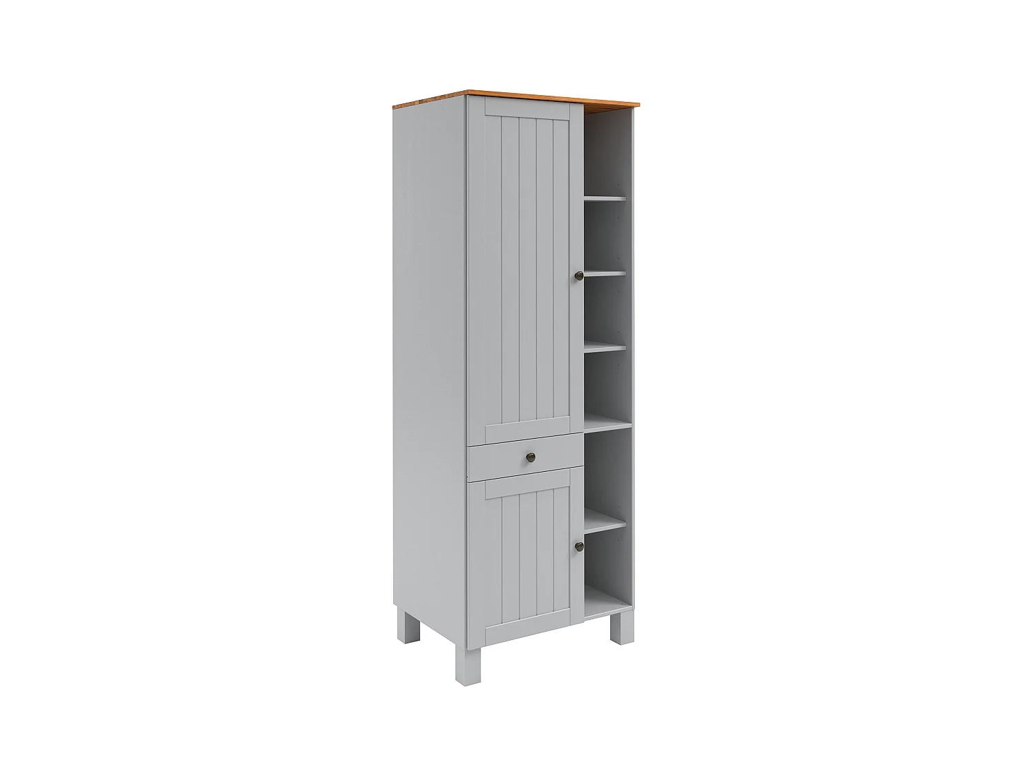 Alby II | Armoire haute avec 2 portes, 1 tiroir et 6 compartiments en gris sapin