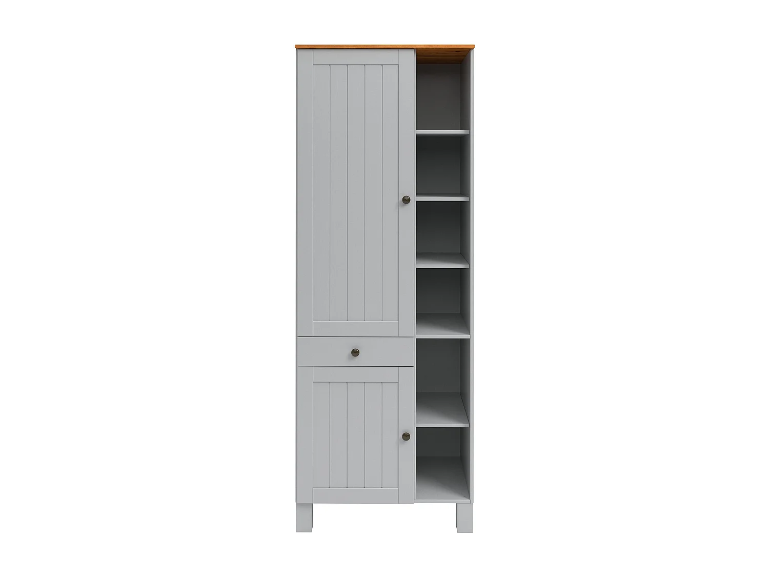 Alby II | Armoire haute avec 2 portes, 1 tiroir et 6 compartiments en gris sapin