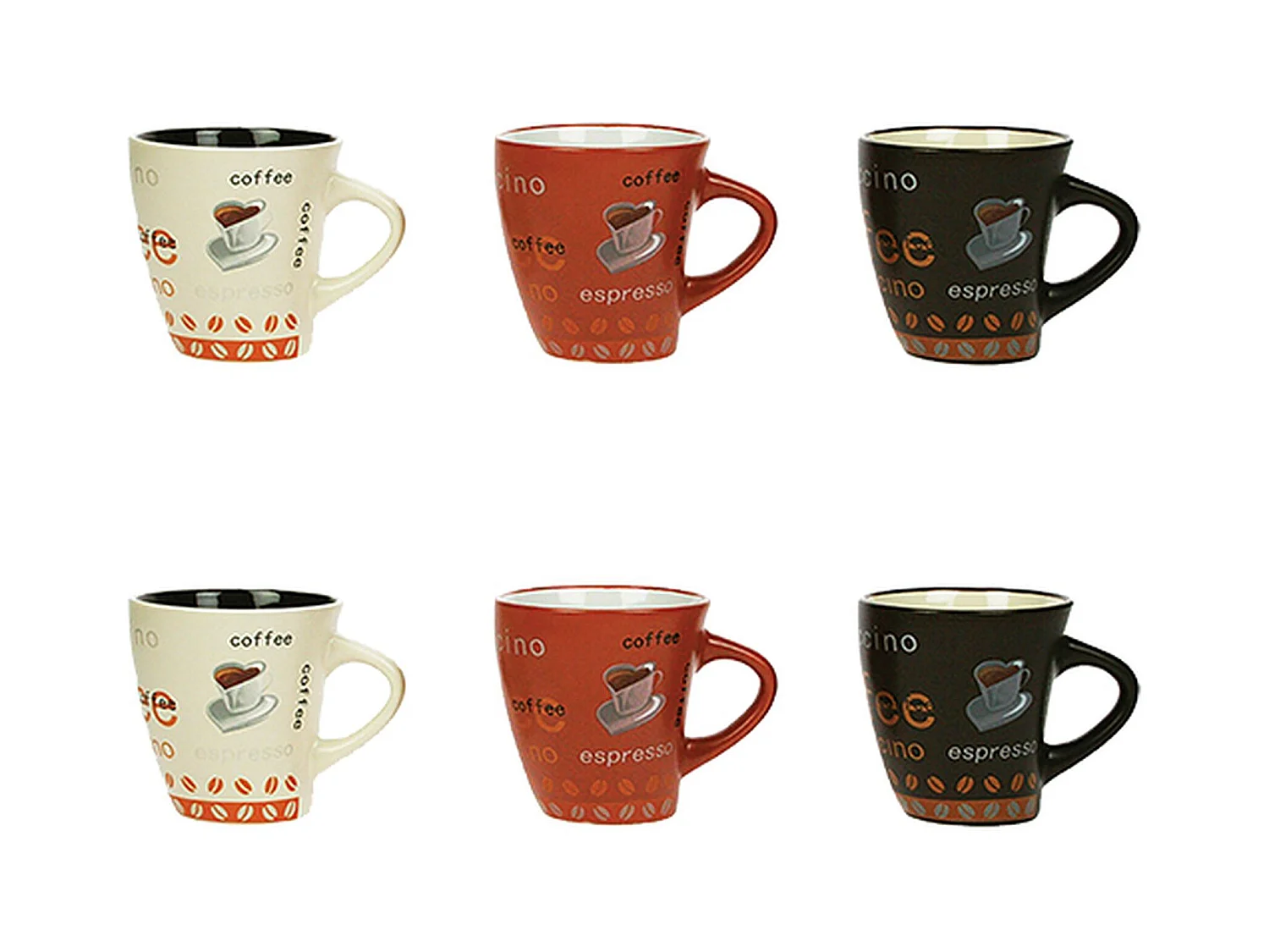 Novastyl - Lot 6 Tasses Nova 15cl En Gres 3 Couleurs Assorties