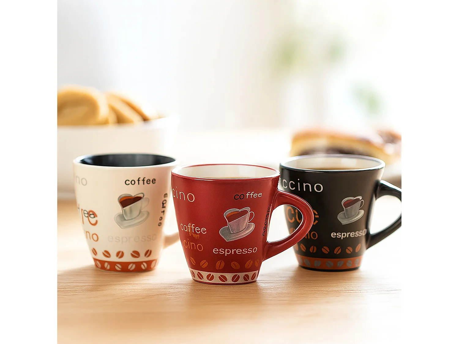Novastyl - Lot 6 Tasses Nova 15cl En Grès 3 Couleurs Assorties