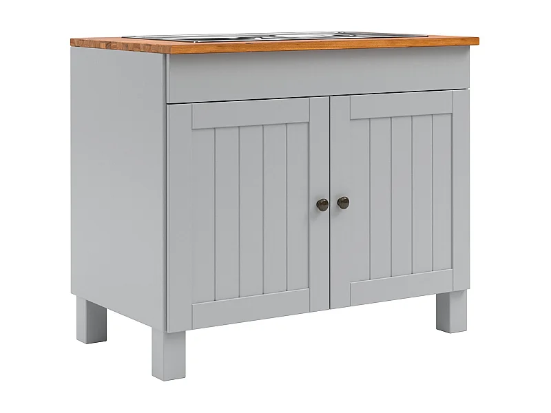 Alby II | Mueble fregadero con 2 puertas y fregadero metálico en gris pino