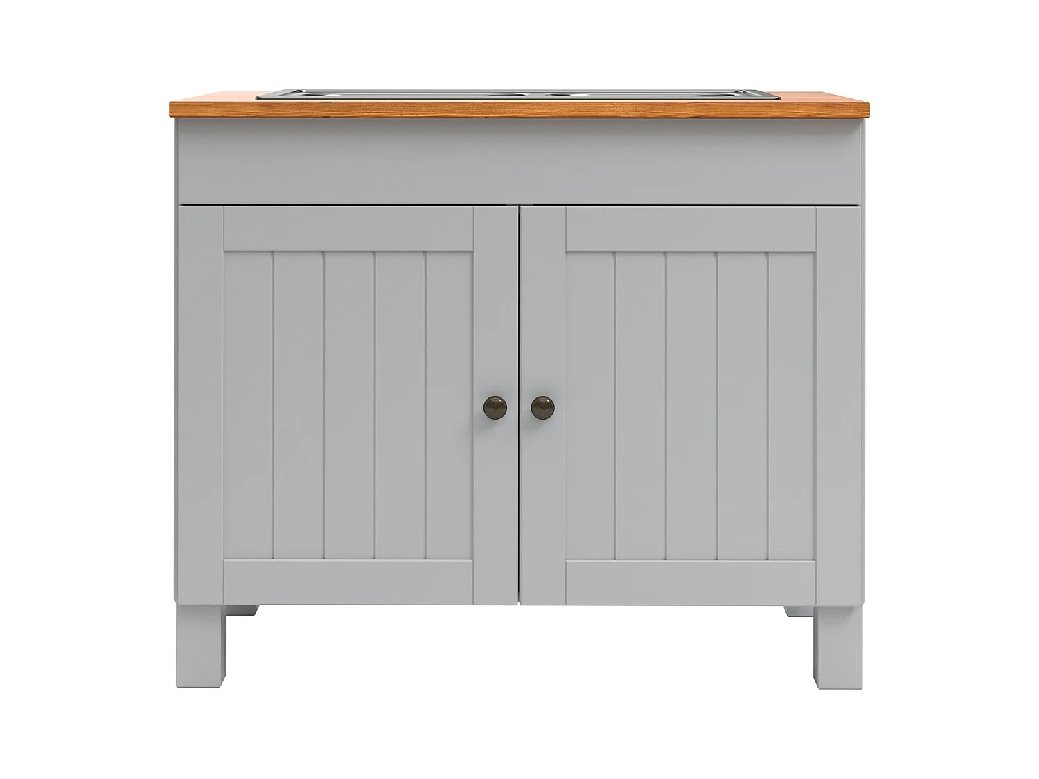 Alby II | Mueble fregadero con 2 puertas y fregadero metálico en gris pino