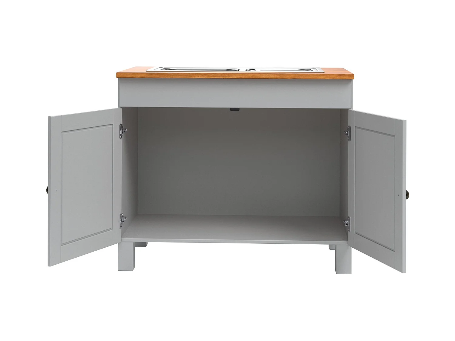 Alby II | Mueble fregadero con 2 puertas y fregadero metálico en gris pino