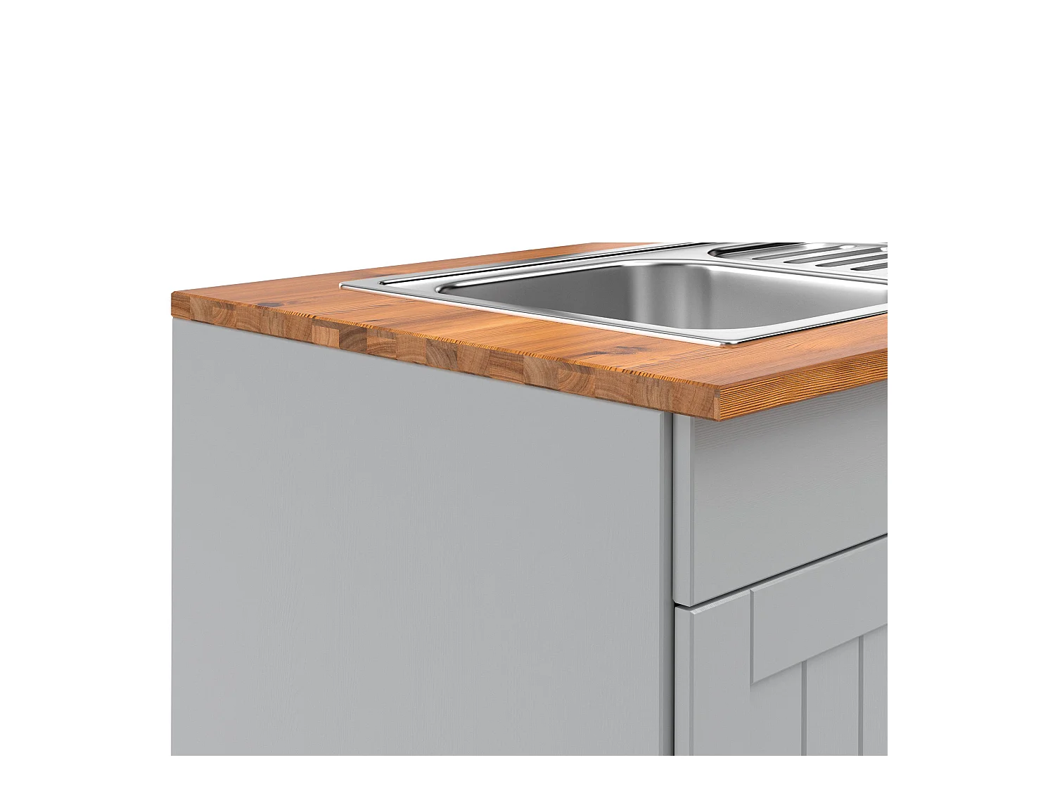 Alby II | Mueble fregadero con 2 puertas y fregadero metálico en gris pino