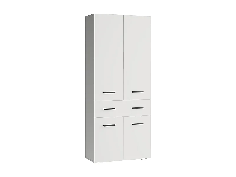 Malika | Meuble de salle de bain avec 4 portes 1 tiroir aspect bois blanc