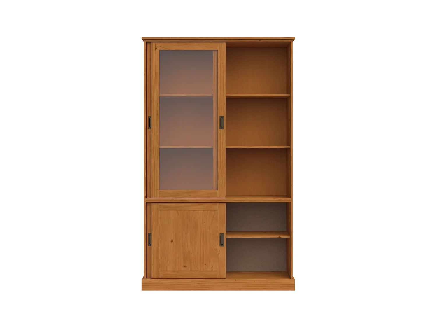 Harry | Vitrine avec 2 portes en bois et 2 portes vitrées en pin