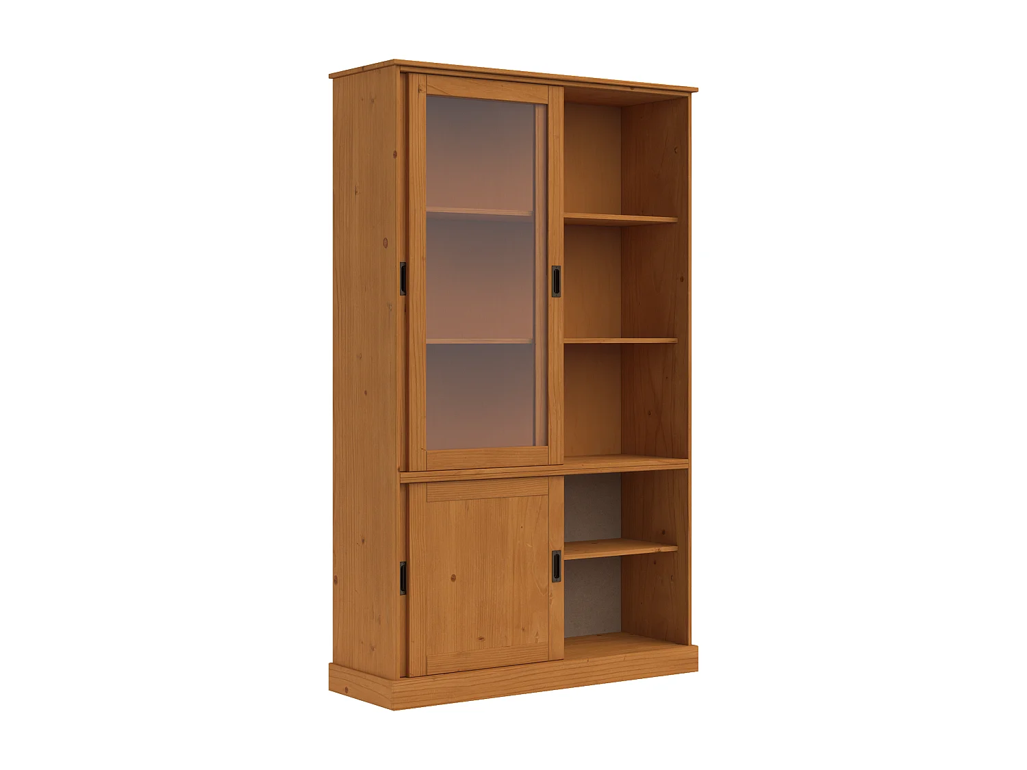 Harry | Vitrine avec 2 portes en bois et 2 portes vitrées en pin