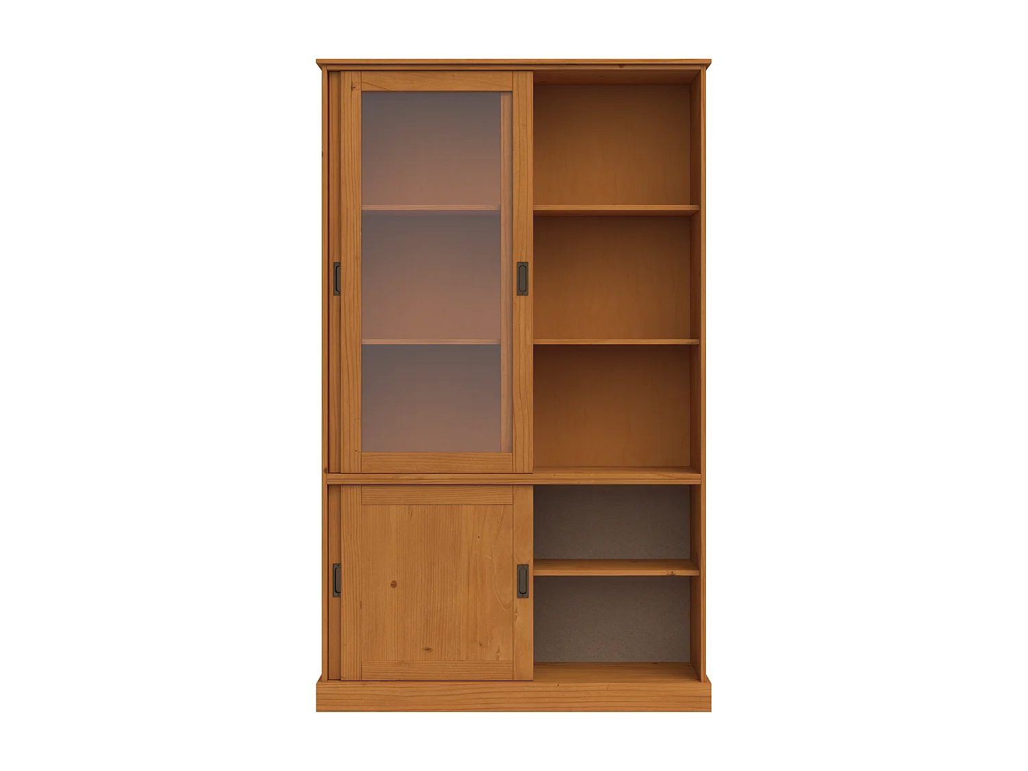 Harry | Vitrine avec 2 portes en bois et 2 portes vitrées en pin