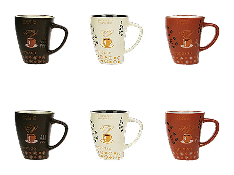 Novastyl - Lot 6 Mugs Nova 25cl En Gres 3 Couleurs Assorties