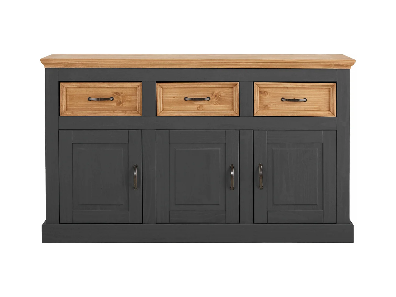 Selma | Buffet avec 3 portes et 3 tiroirs en pin anthracite