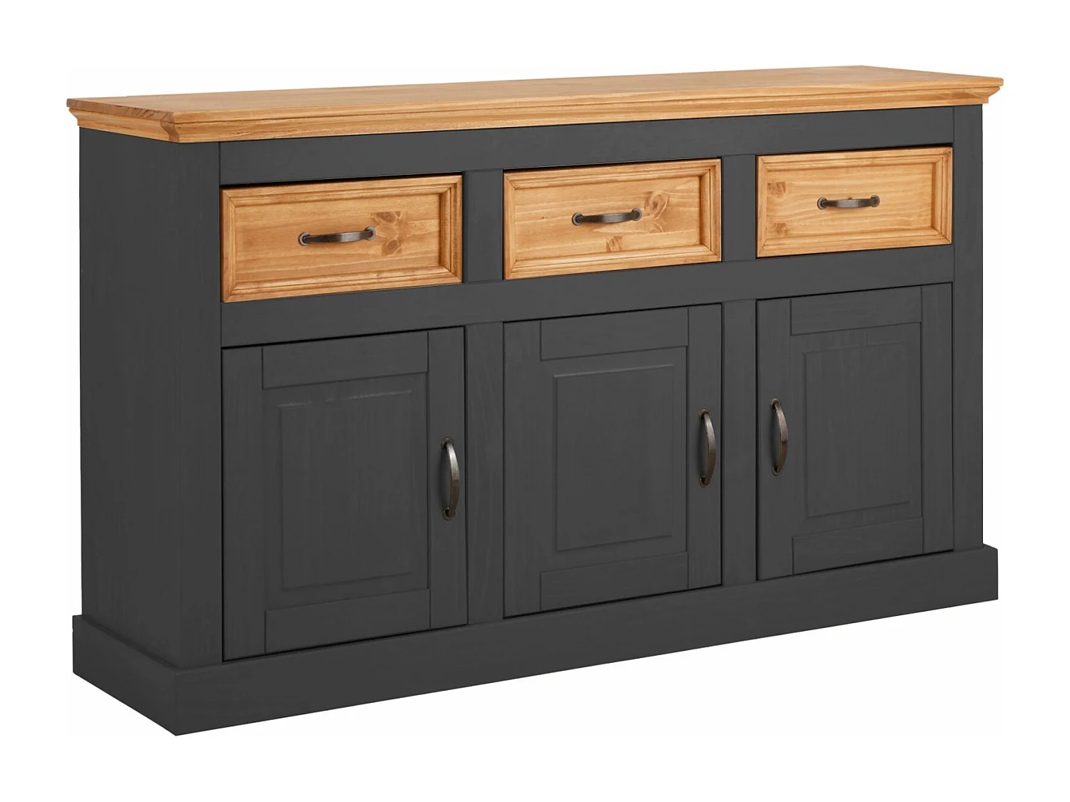 Selma | Sideboard with 3 doors and 3 drawers in pine anthracite