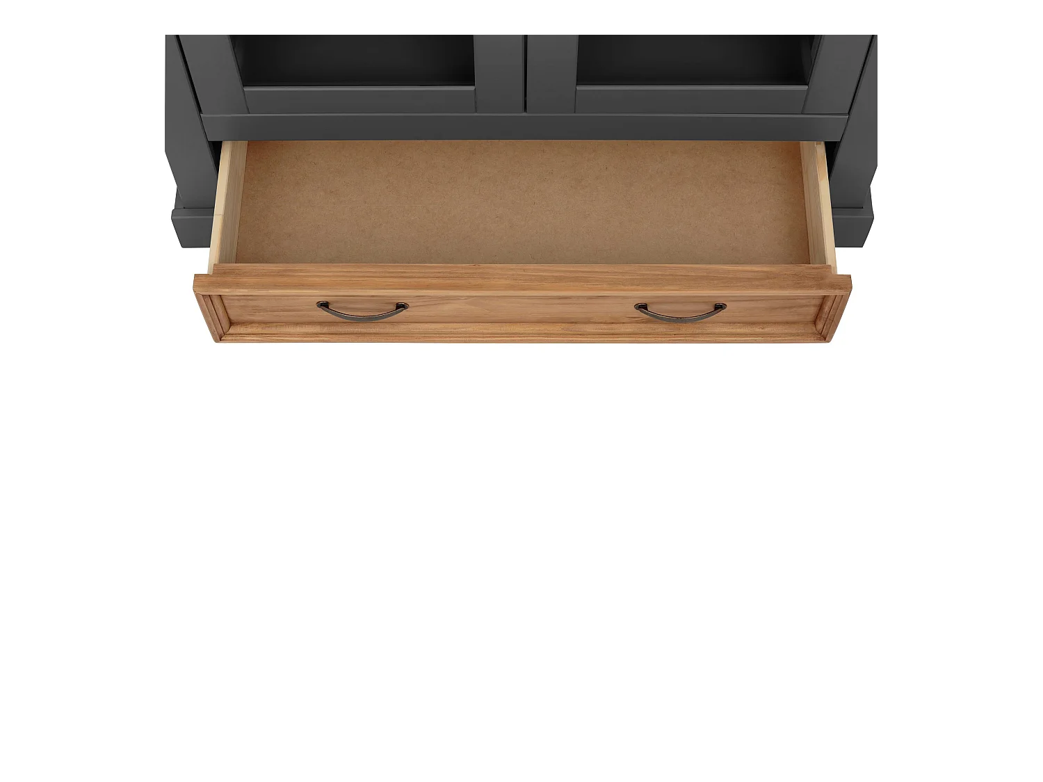 Selma | Buffet haut avec 2 portes vitrées et 1 tiroir en pin anthracite