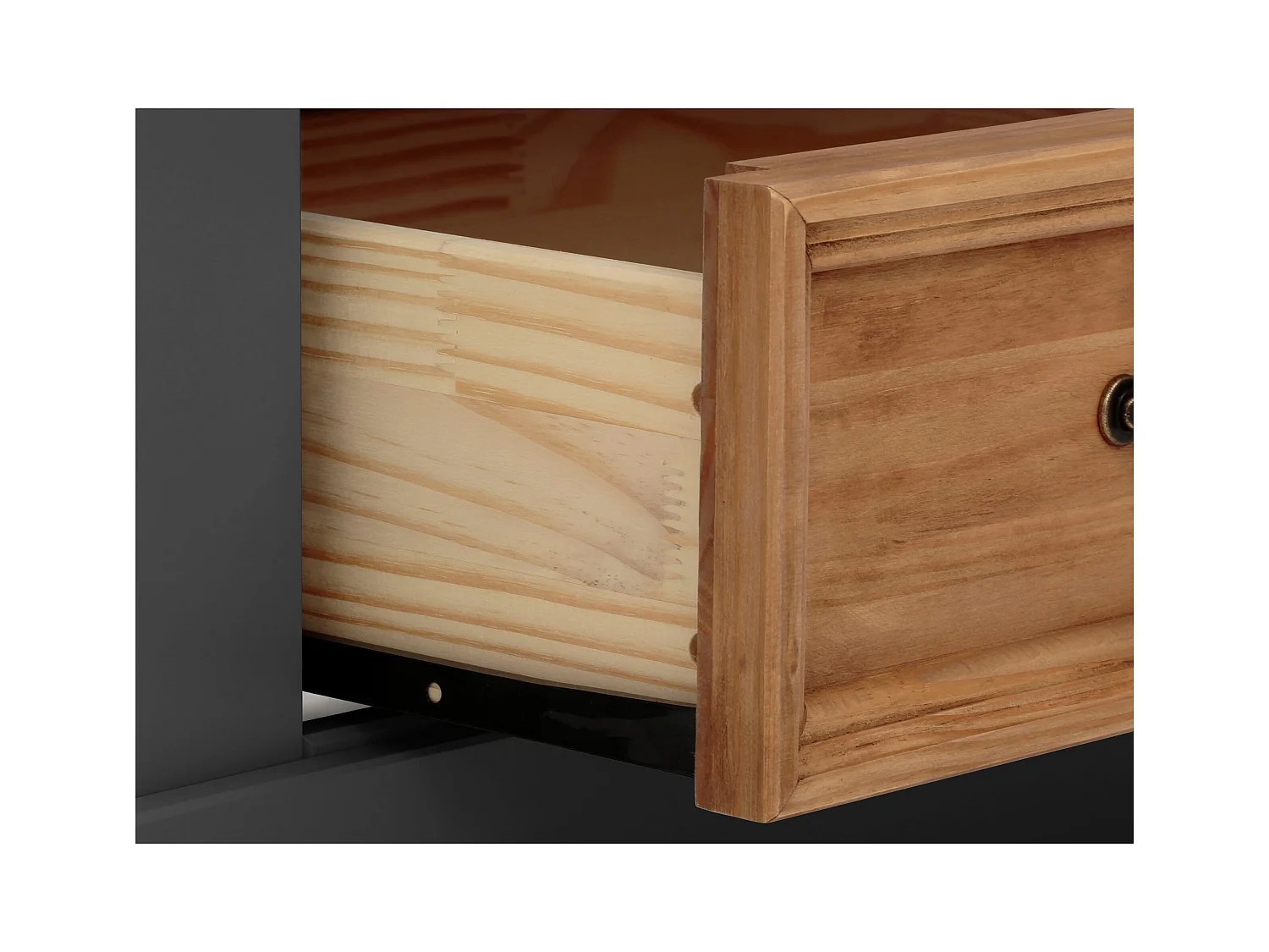 Selma | Buffet haut avec 2 portes vitrées et 1 tiroir en pin anthracite