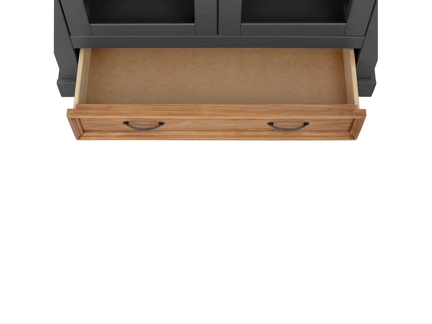 Selma | Buffet haut avec 2 portes vitrées et 1 tiroir en pin anthracite