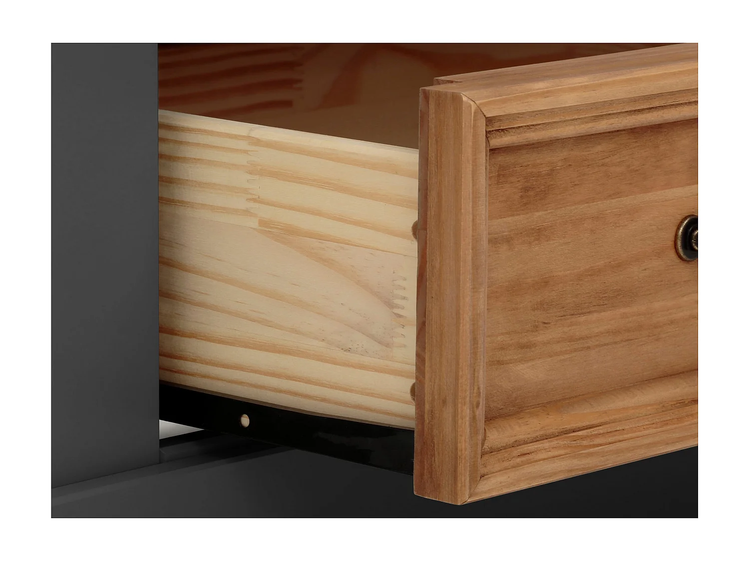 Selma | Buffet haut avec 2 portes vitrées et 1 tiroir en pin anthracite