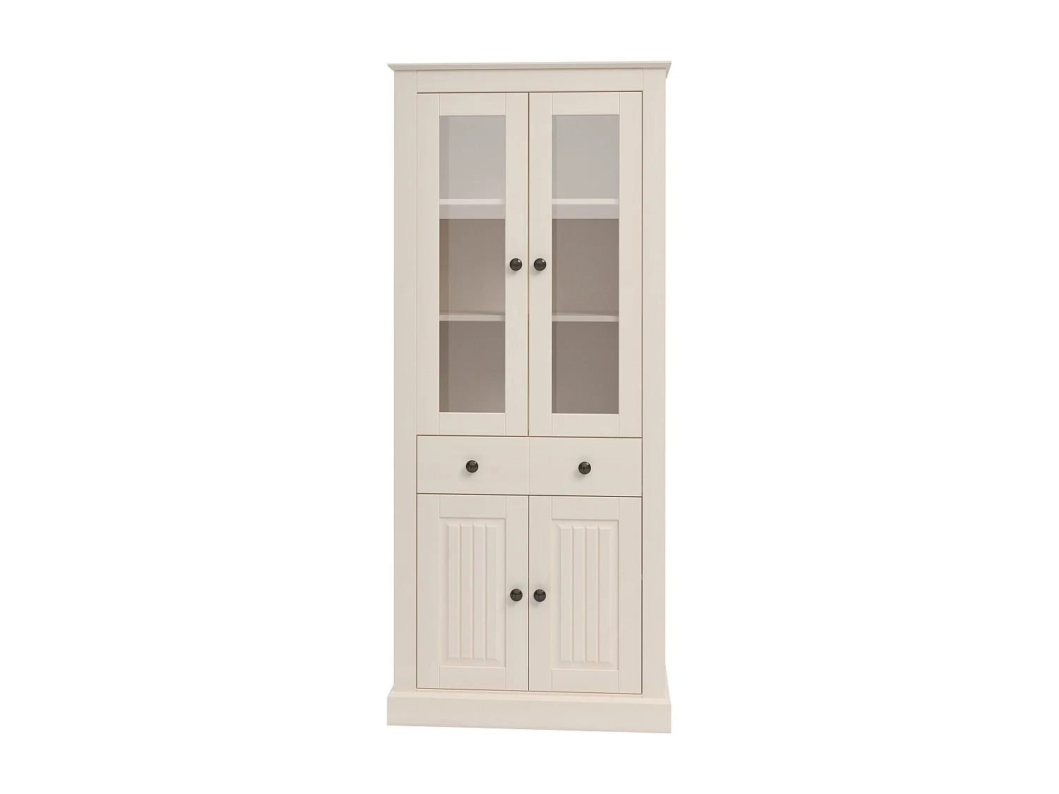 Mille-Vitrine met 2 glasdeuren in grenen wit