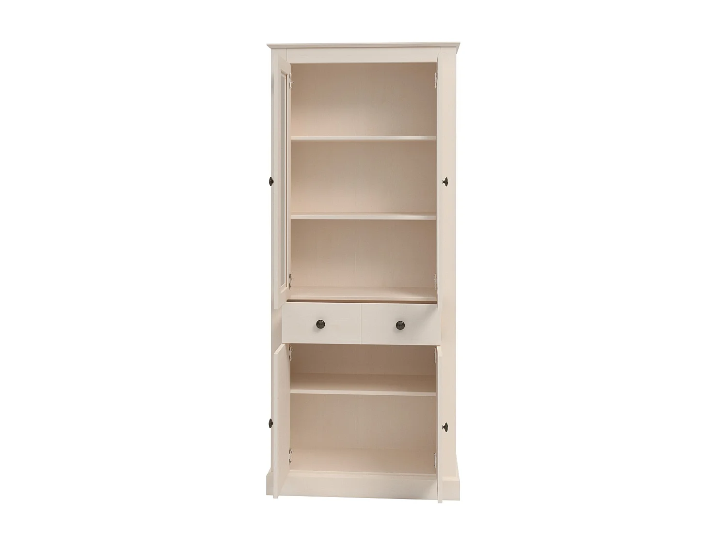 Mille-Vitrine met 2 glasdeuren in grenen wit