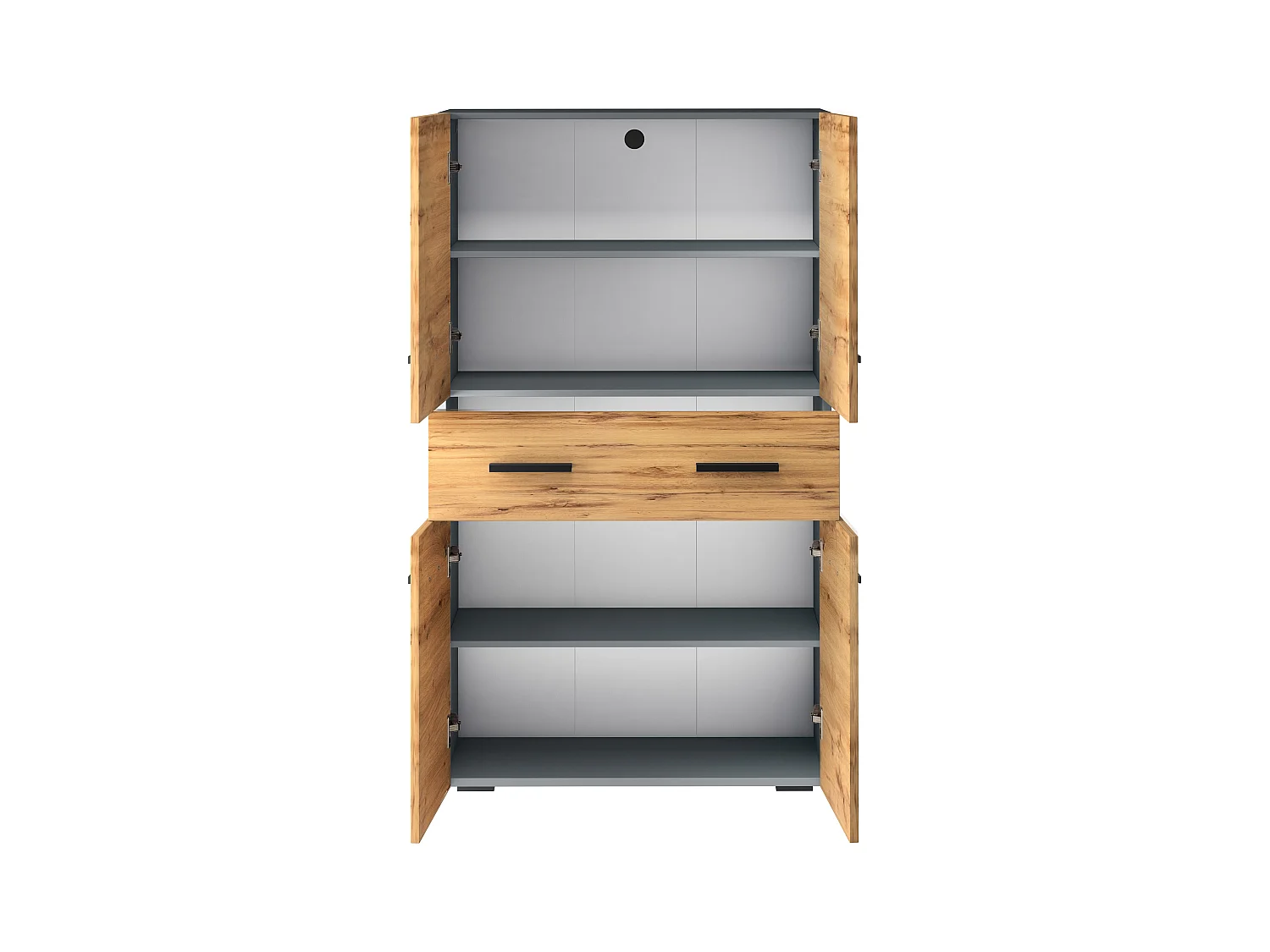 Malika-Badkamerkast met 4 deuren 1 lade in antraciet eiken