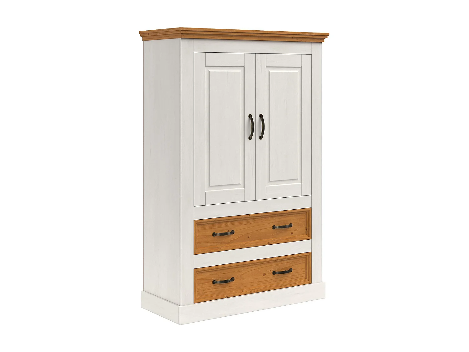 Selma | Armoire avec 2 portes et 2 tiroirs en blanc sapin