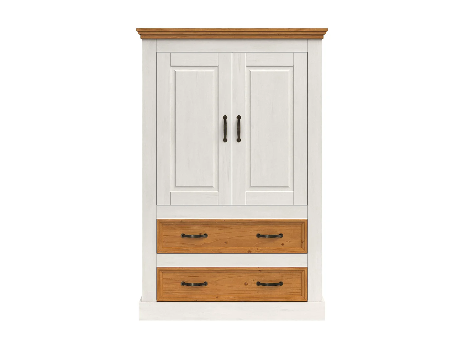 Selma | Armoire avec 2 portes et 2 tiroirs en blanc sapin