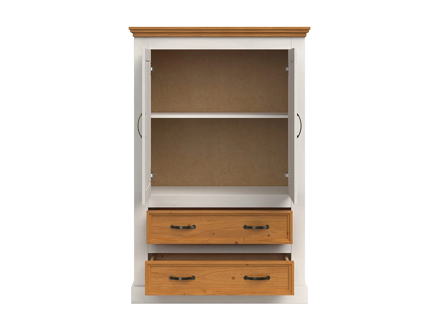 Selma | Armoire avec 2 portes et 2 tiroirs en blanc sapin