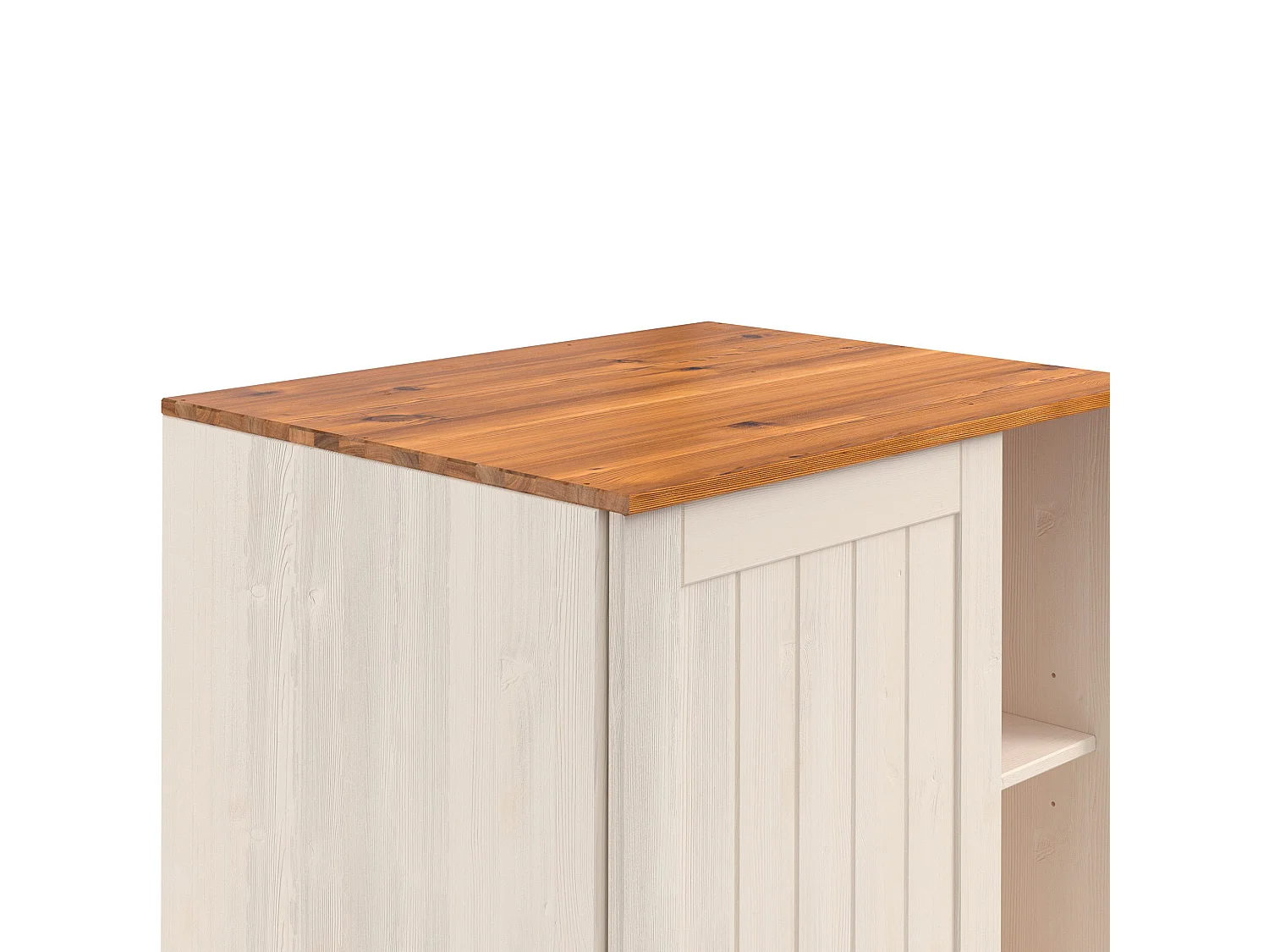 Alby II | Armoire haute avec 2 portes, 1 tiroir et 6 compartiments en pin blanc