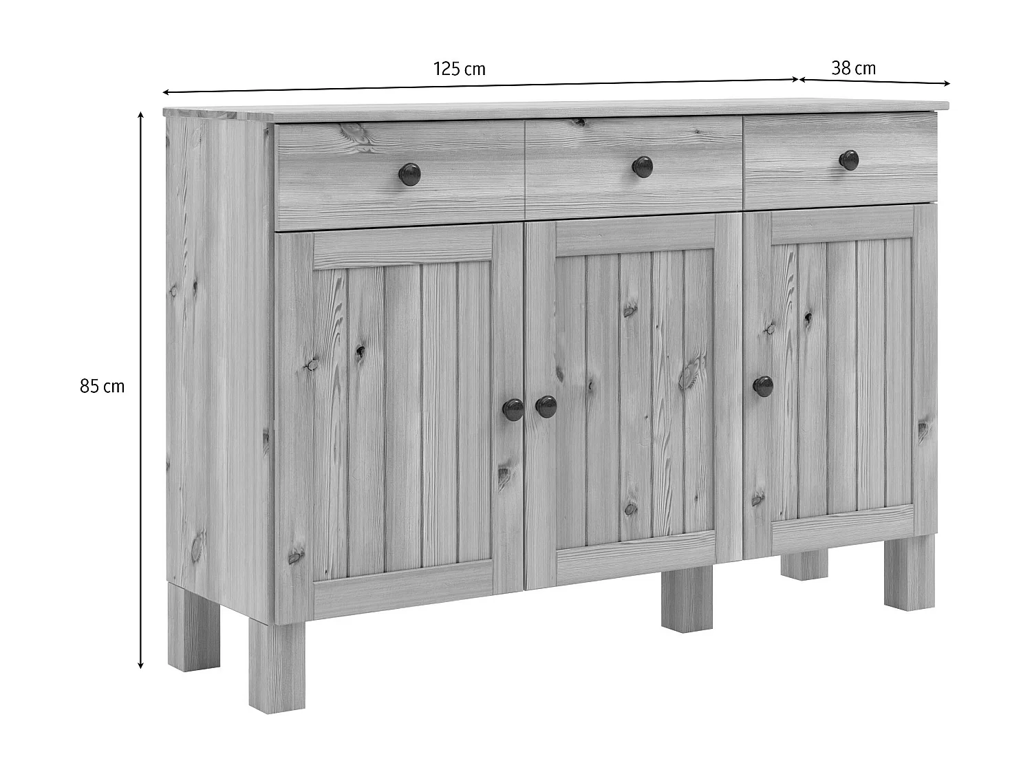 Alby II | Buffet avec 3 portes et 3 tiroirs en pin