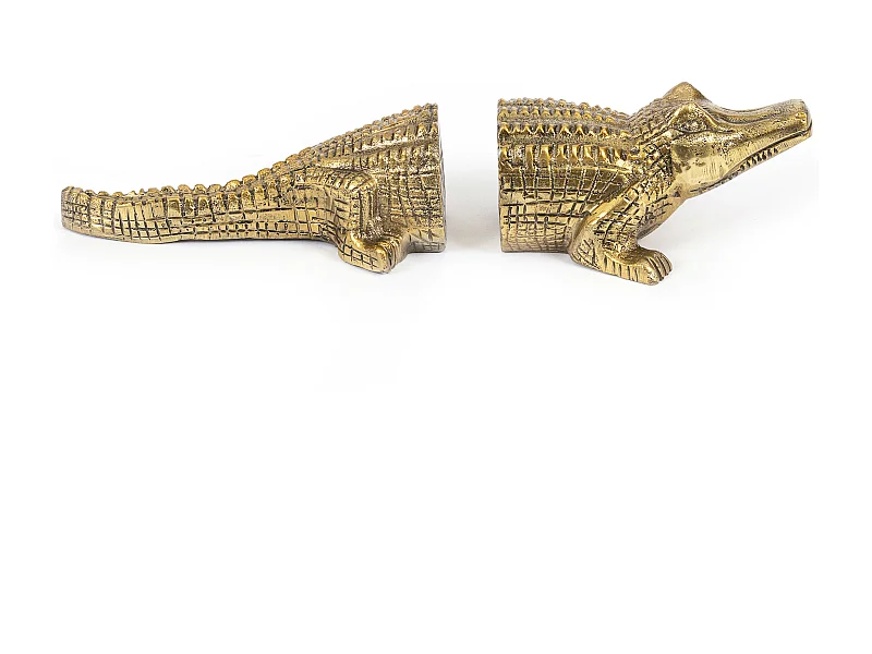 De Krokodillen Boekensteunen - Messing