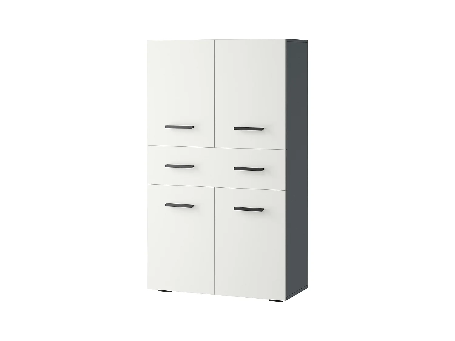 Malika-Badkamerkast met 4 deuren 1 lade in antraciet wit