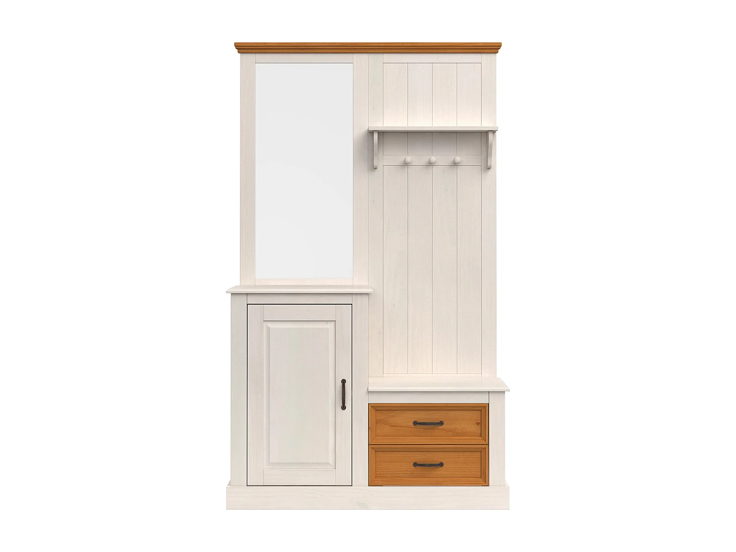 Selma | Armoire avec miroir et 1 porte 2 tiroirs en blanc sapin