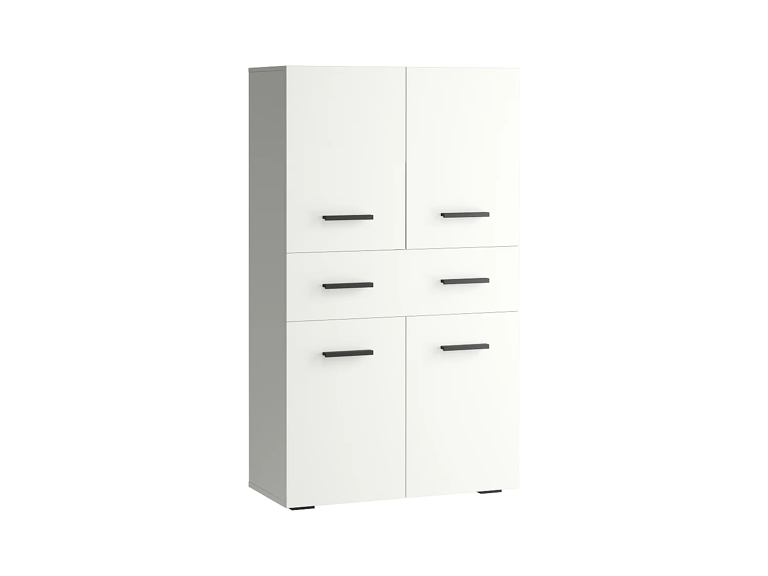 Malika-Badkamerkast met 4 deuren 1 lade in houtlook wit