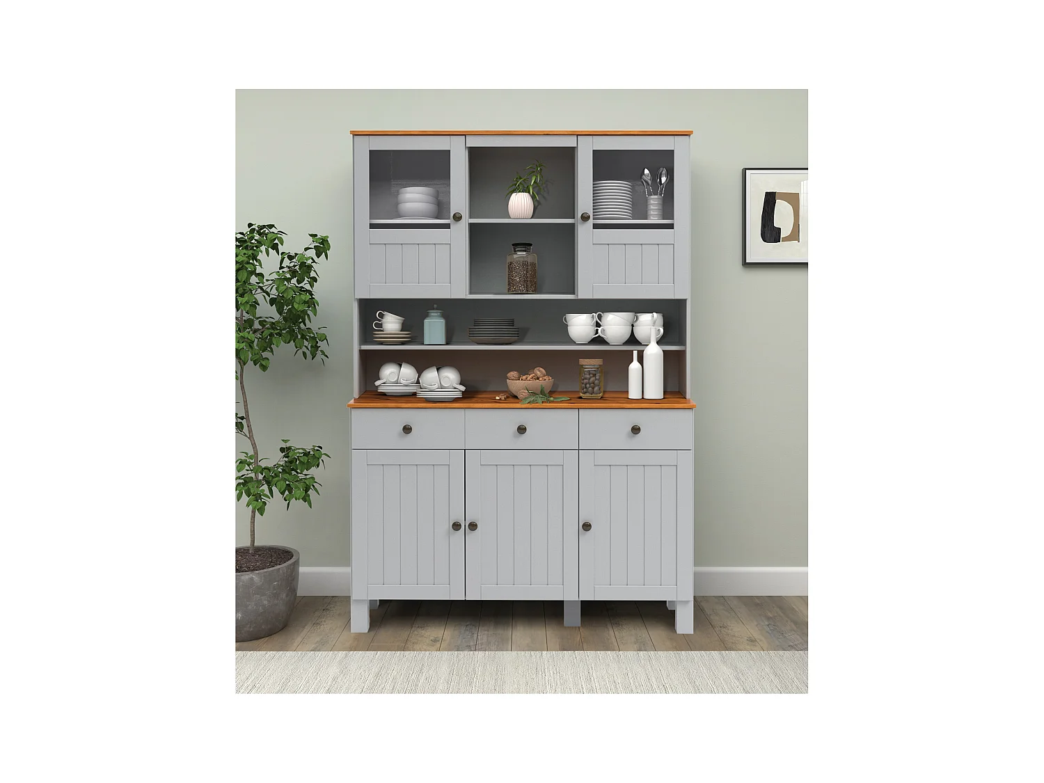 Alby II | Buffet avec 5 portes et 3 tiroirs en gris sapin