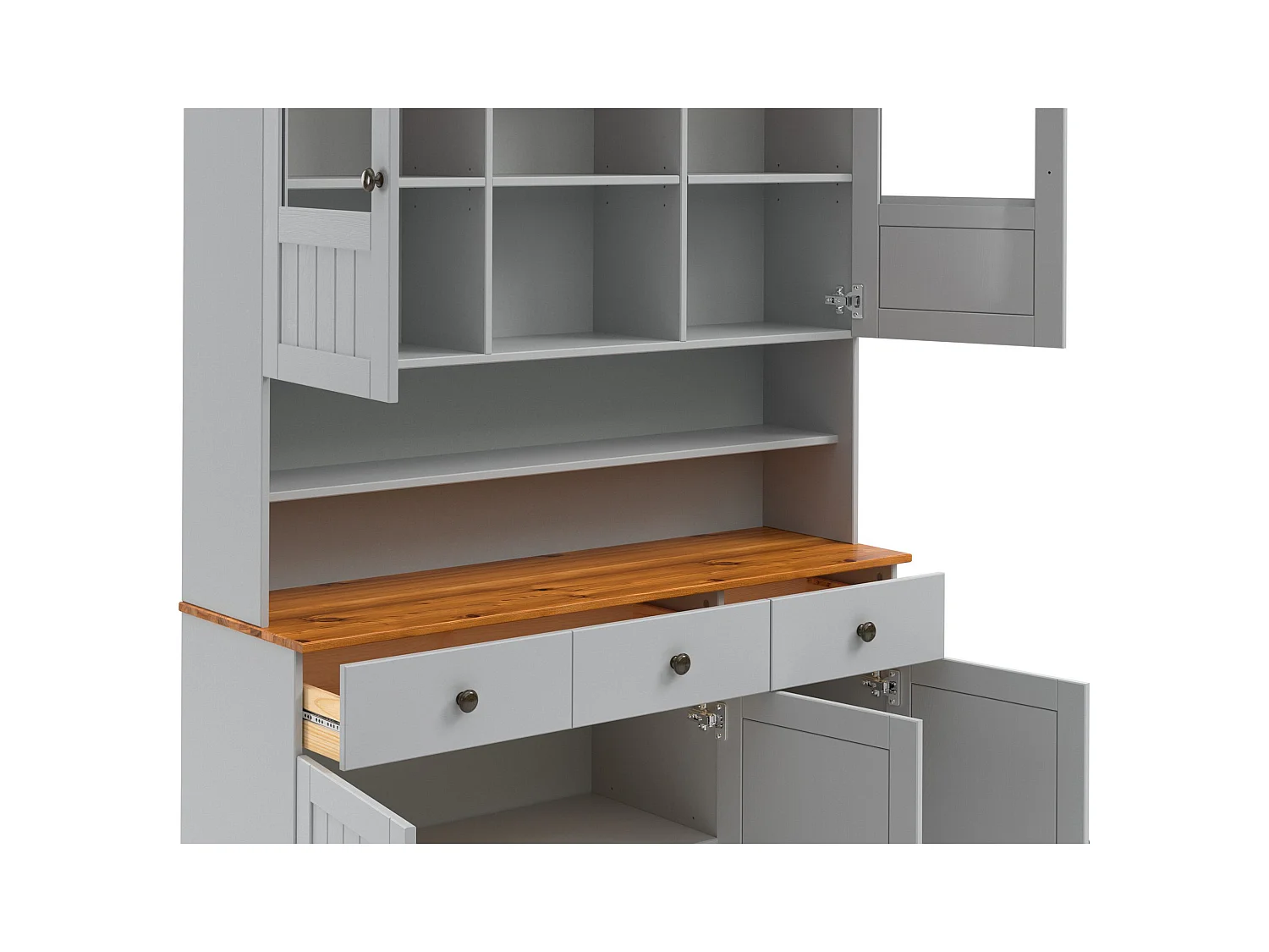 Alby II | Buffet avec 5 portes et 3 tiroirs en gris sapin