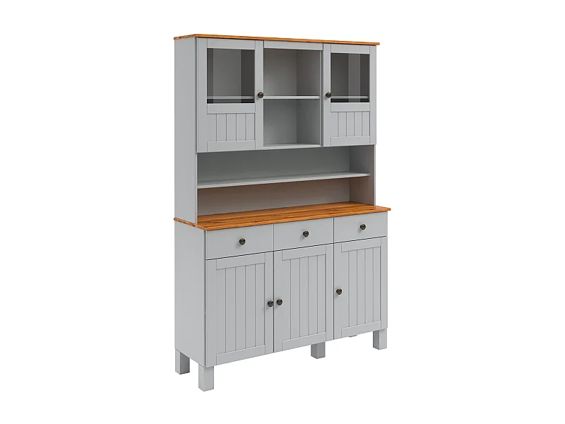 Alby II | Buffet avec 5 portes et 3 tiroirs en gris sapin