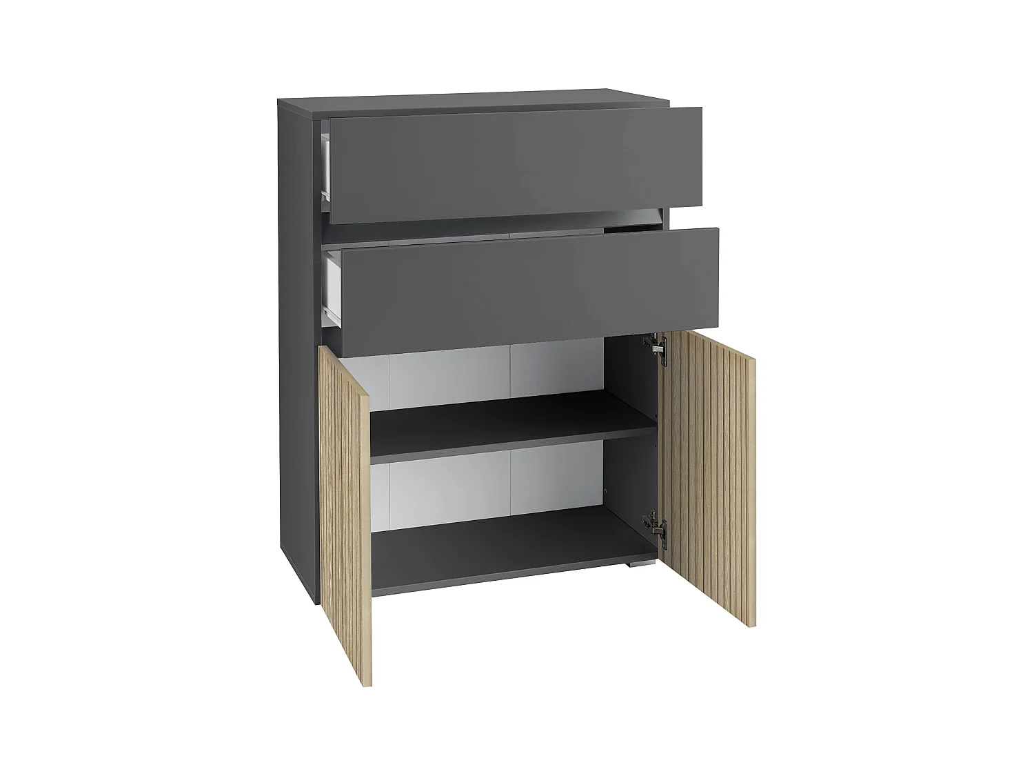 Wisla -Badkamerkast met 2 laden in houtlook antraciet