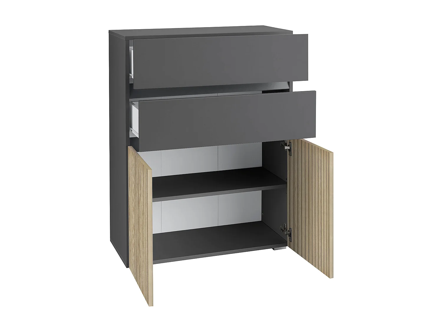 Wisla  | Meuble de salle de bain avec 2 tiroirs en aspect bois anthracite