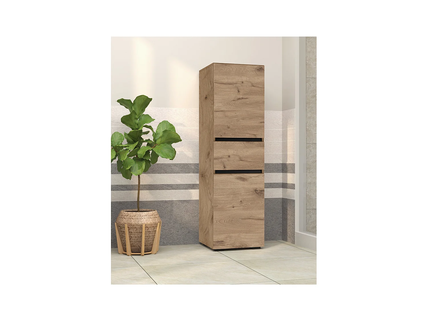 Wisla -Badkamerkast met 2 deuren en 1 lade in eiken look