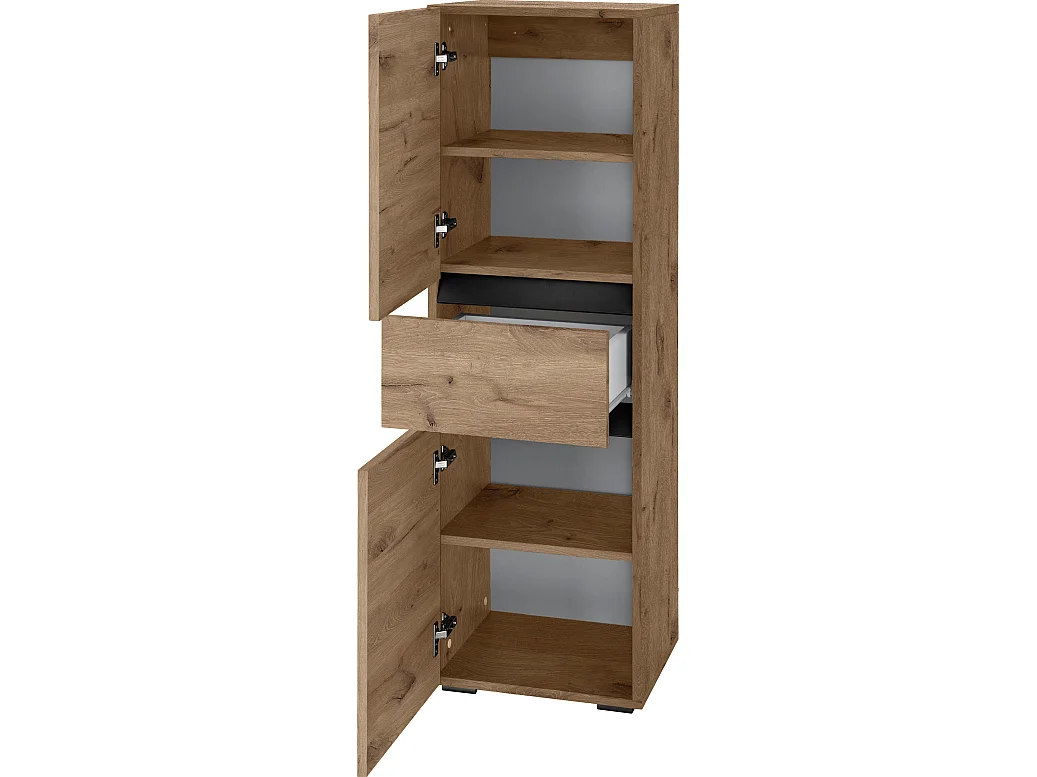 Wisla  | Meuble de salle de bain avec 2 portes et 1 tiroir aspect chêne