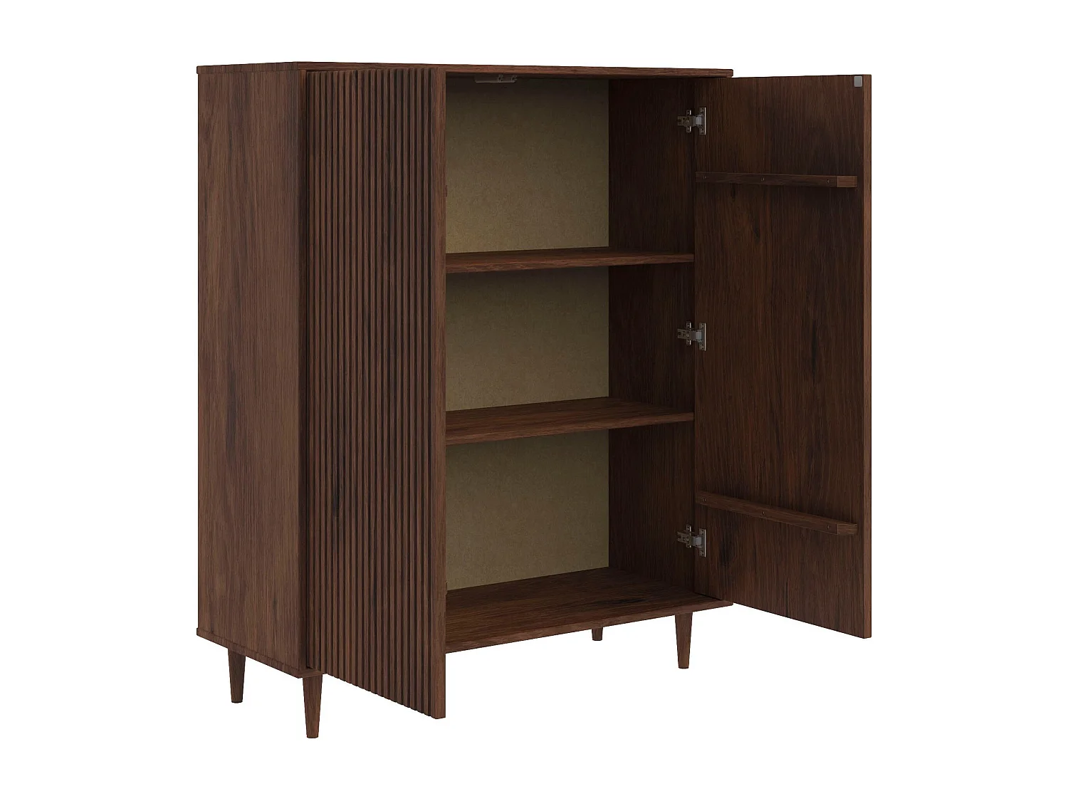 Jerzy | Buffet haut avec 2 portes en pin laqué brun