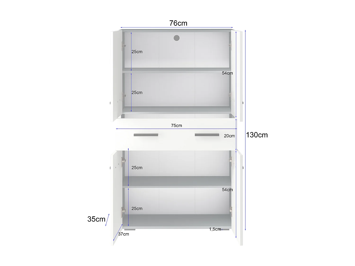 Malika | Meuble de salle de bain avec 4 portes et 1 tiroir en anthracite