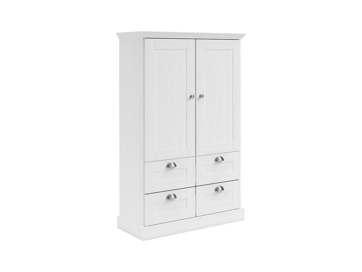 Motala | Armadio con 2 ante e 2 cassetti in legno look bianco