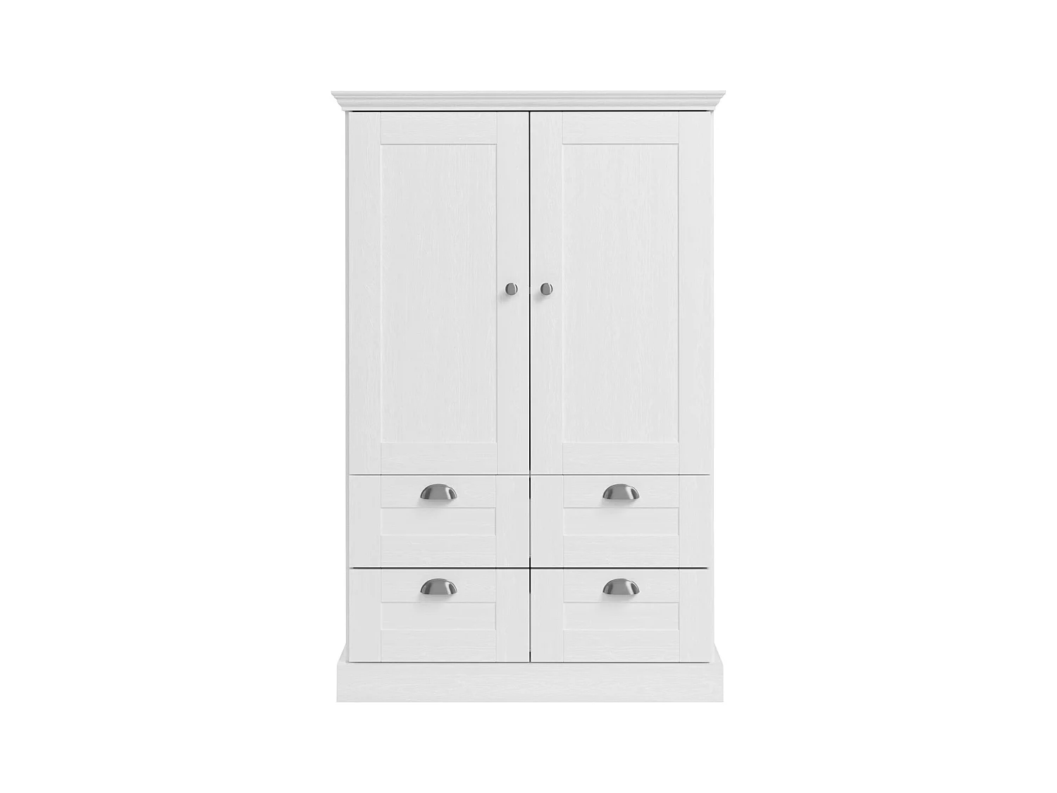 Motala | Armadio con 2 ante e 2 cassetti in legno look bianco