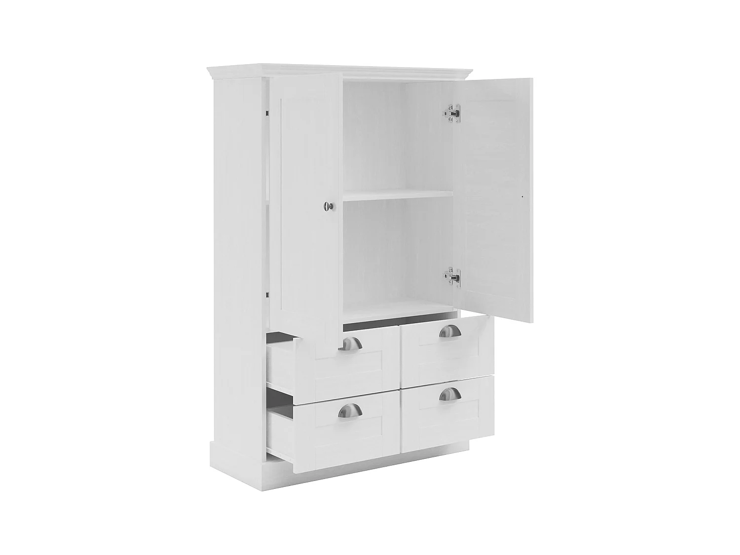 Motala | Armadio con 2 ante e 2 cassetti in legno look bianco