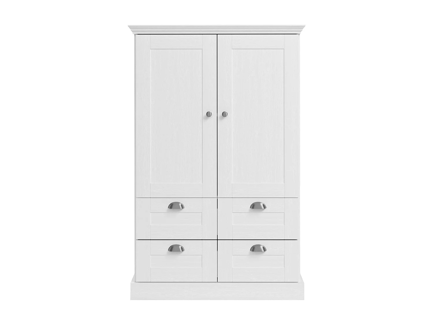 Motala | Armoire avec 2 portes et 2 tiroirs en aspect bois blanc