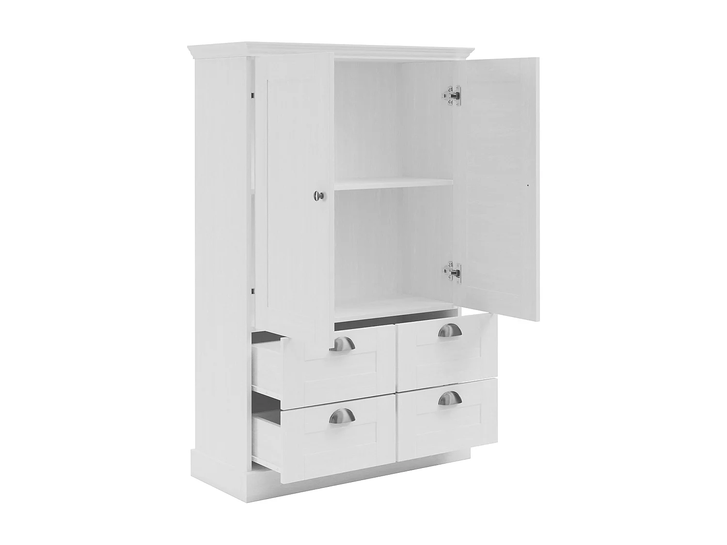 Motala | Armoire avec 2 portes et 2 tiroirs en aspect bois blanc