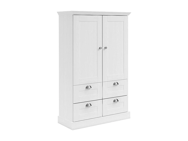 Motala | Armoire avec 2 portes et 2 tiroirs en aspect bois blanc