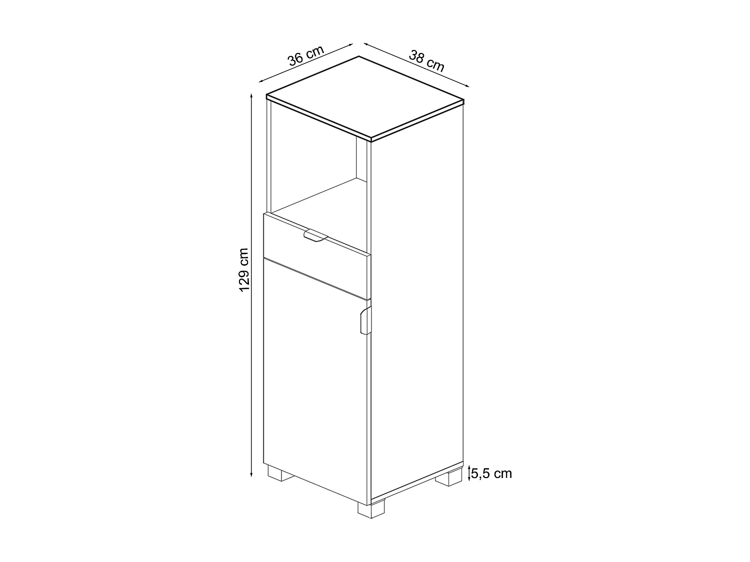 Atlas | Meuble de salle de bain avec 1 porte et 1 tiroir aspect bois