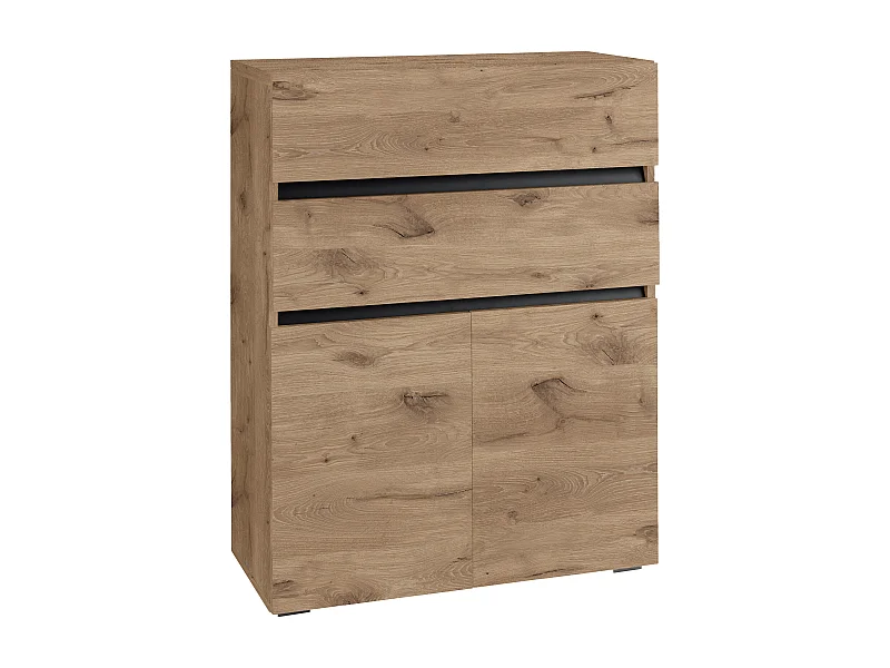 Wisla  | Mobile bagno con 2 ante e 2 cassetti in look rovere